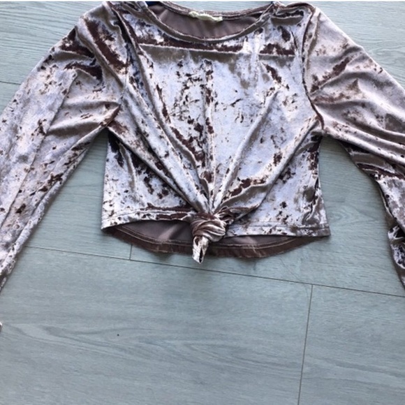 Crushed velvet tie crop top - Picture 1 of 3